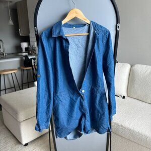 Blue Romper long‎ sleeve no tag denim